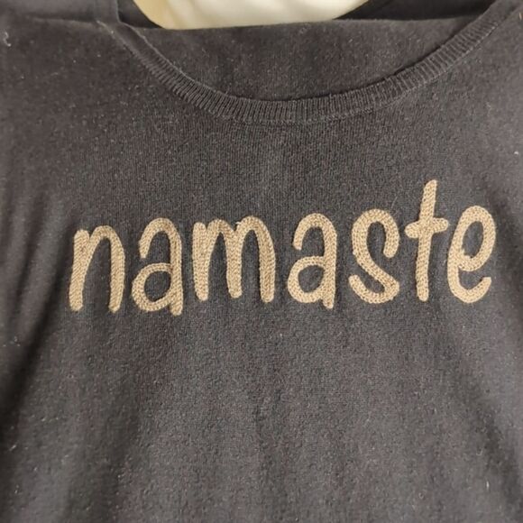 Subtle Luxury "Namaste" Super Soft Black Lightweight Sweater - Picture 4 of 10
